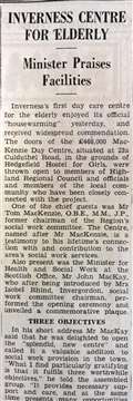 First day care centre for the elderly in Inverness opens in 1984