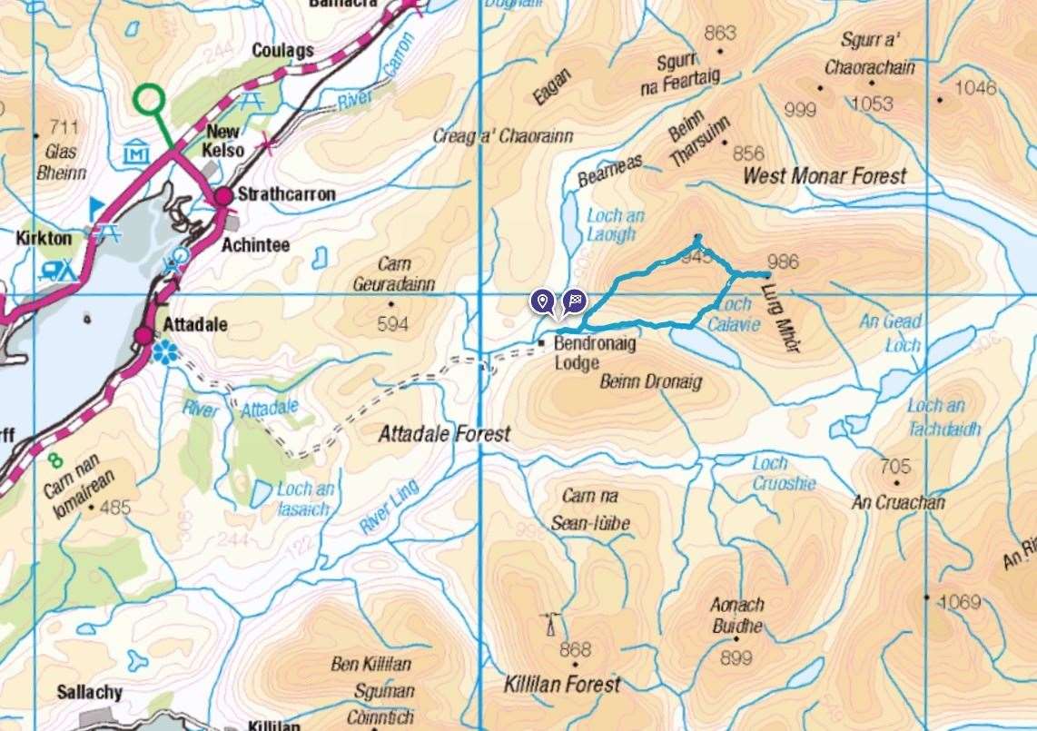 Bidein a’ Choire Sheasgaich and Lurg Mhor hike. ©Crown copyright 2024 Ordnance Survey. Media 034/24.