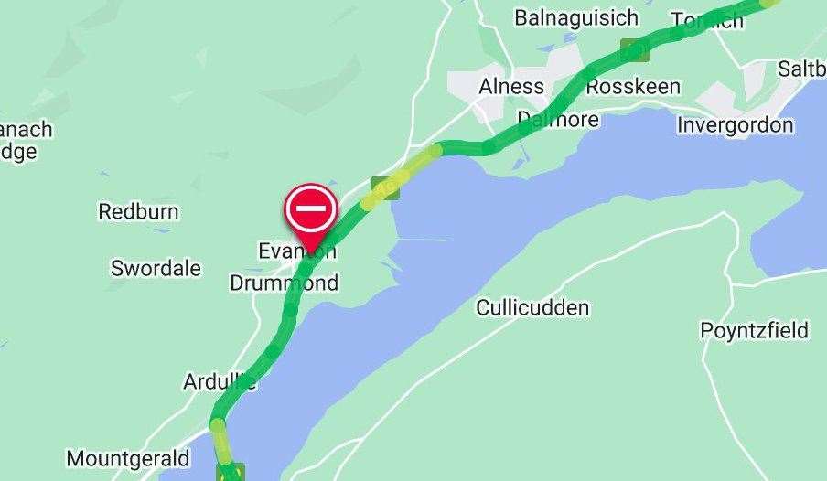The accident location on the A9 at Skiach junction near Evanton.