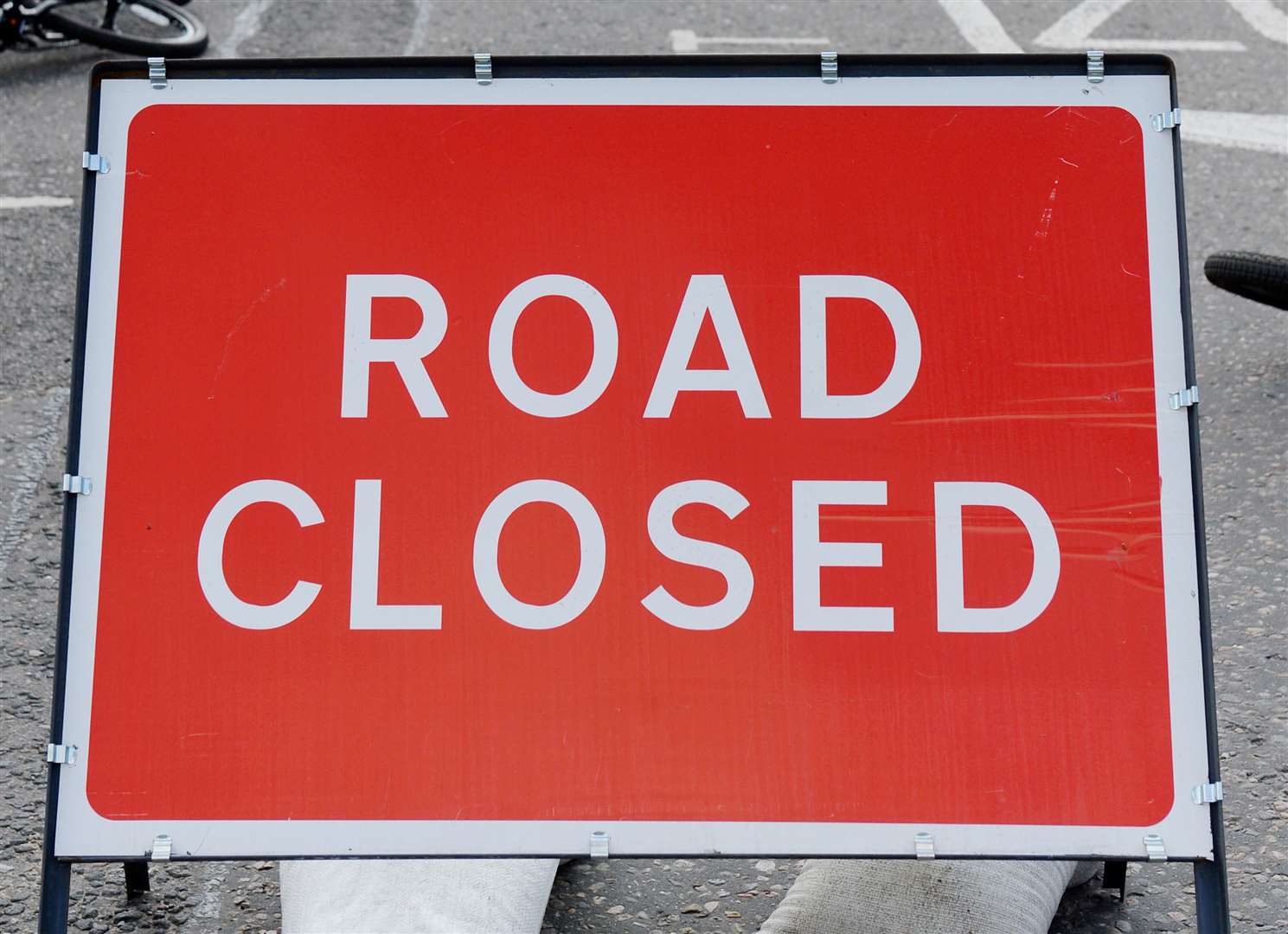 Road closed sign. Picture: Gary Anthony.