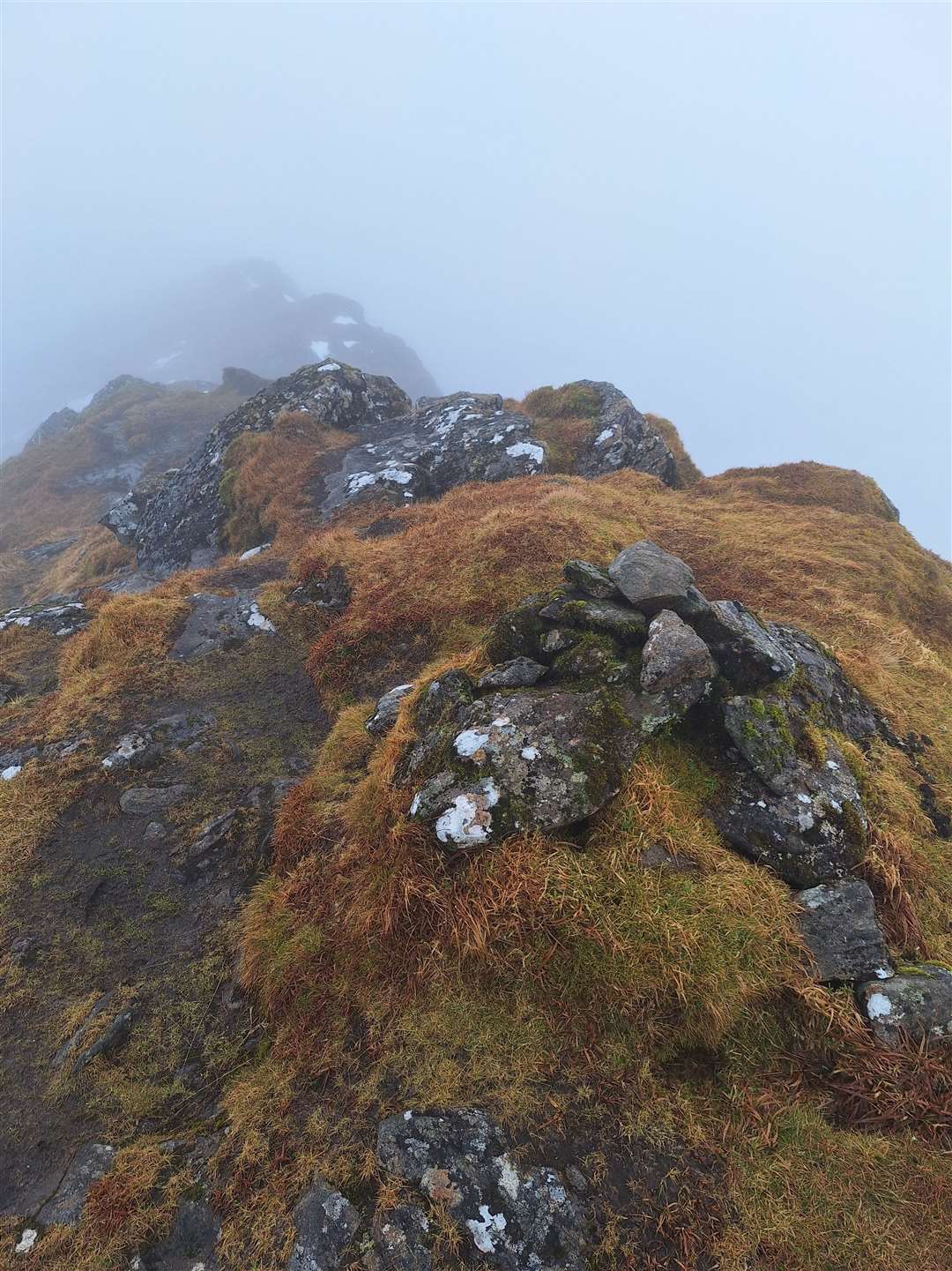 The summit ridge of Bidein a’ Choire Sheasgaich.