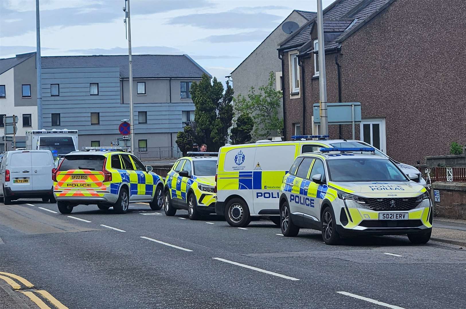 A heavy police presence could be seen in Kenneth Street, part of which was closed to traffic.