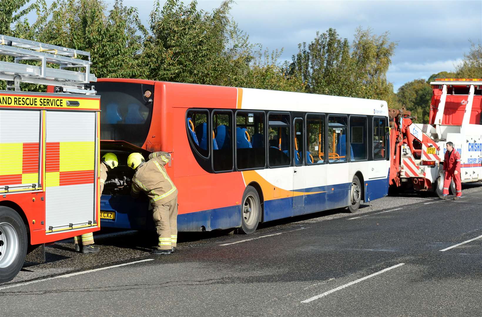 Engine fire on bus at Caulfield Road Inverness...Picture: Gary Anthony. Image No..