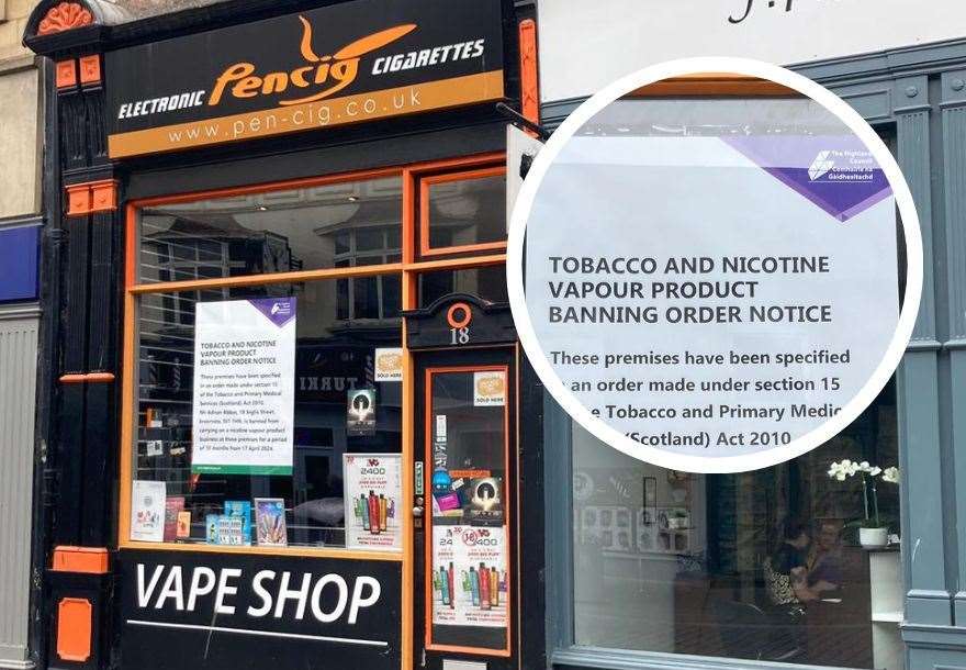 Inverness retailer has been banned from selling vapes.