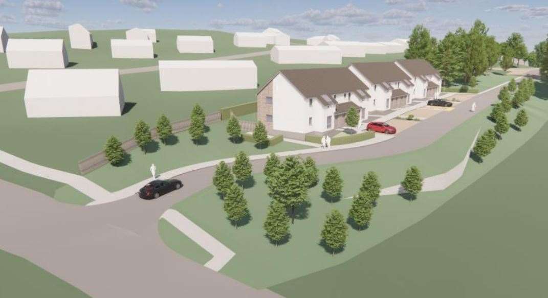 Artist's impressions of the planned flats were submitted to Highland Council by the developers. This shows the new access onto Scorguie Road, which has prompted concerns from residents over its impact on existing flash flooding problems. Picture: Henderson Group Ltd.