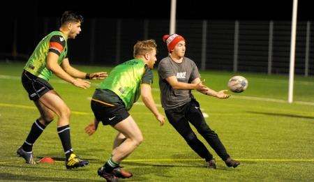 Tom Brogan (right) in training on Tuesday night. Picture: Gair Fraser.