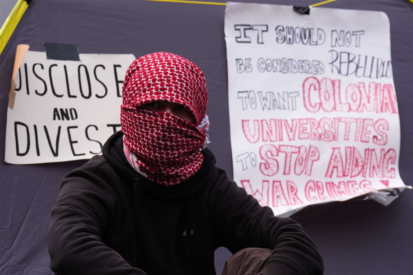 The students highlighted historic links to the ‘colonialisation of Palestine’ (Andrew Milligan/PA)