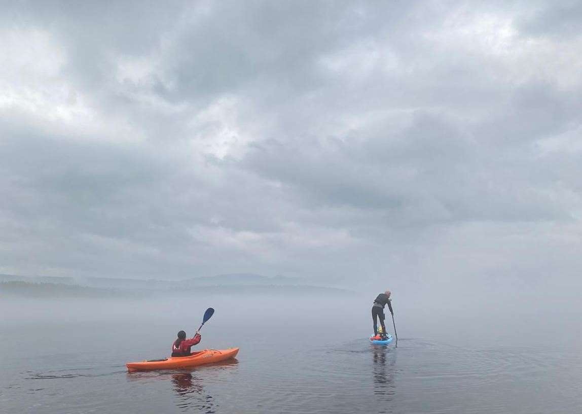 Derek Steele was accompanied on his challenge by his cousin, Susan Macrae, in her kayak.