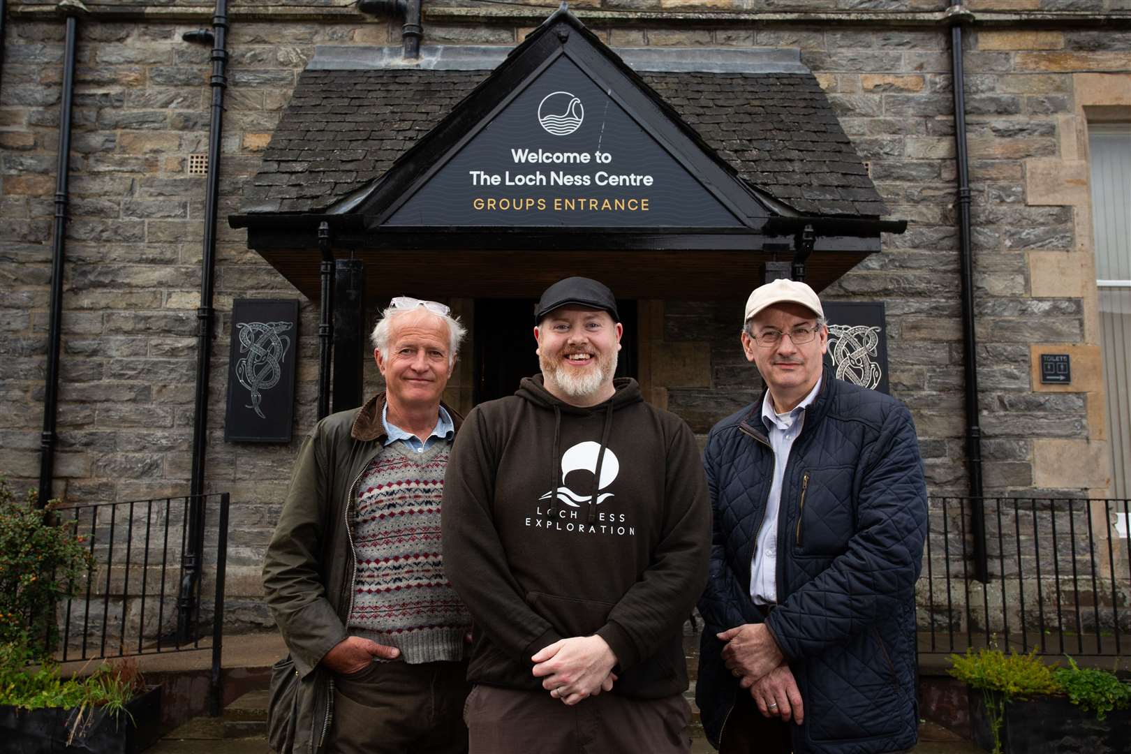 Nessie hunter Steve Feltham, Alan Mckenna of Loch Ness Exploration and author Roland Watson.Alison Gilbert