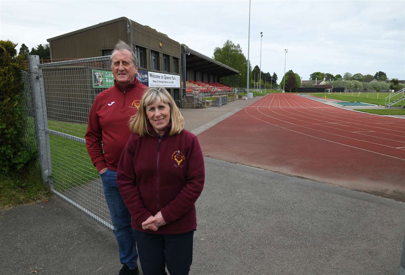 Inverness Harriers president Charlie Forbes and Inverness Harriers Club secretary Dianne Chisholm pictured at the Queen’s Park Stadium where a survey has ruled that the venue may not be fit to host competitions from as early as next year. Picture: James Mackenzie