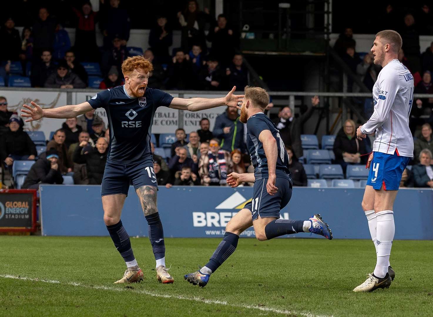 Ross County's Josh Sims celebrates after scoring his goal against Rangers. Picture: Ken Macpherson