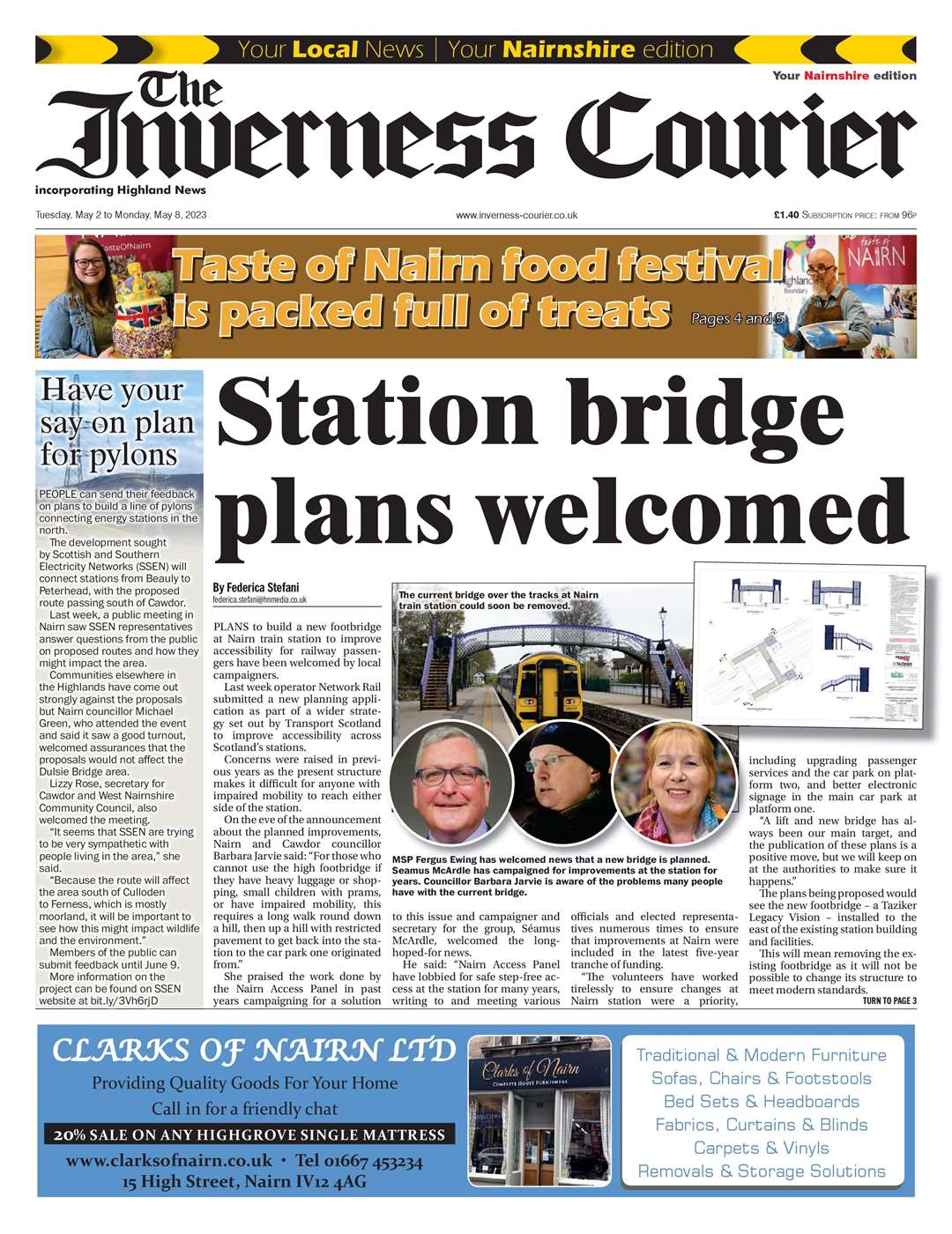 The Inverness Courier (Nairnshire edition), May 2, front page.