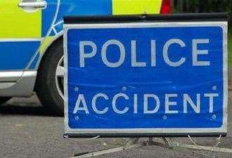 There are no reports of injuries after three-vehicle collision