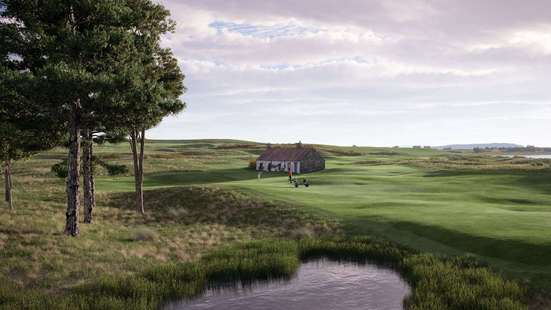 An artist's impression of the fifth hole at Cabot Highlands' new Old Petty course. Rendered by: Harris Kalinka, Picture: Cabot Highlands website