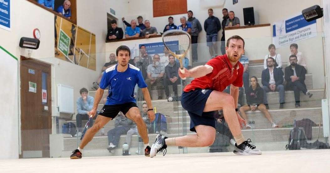 Martin Ross (right) in action at the Scottish Squash Open in Inverness last year.