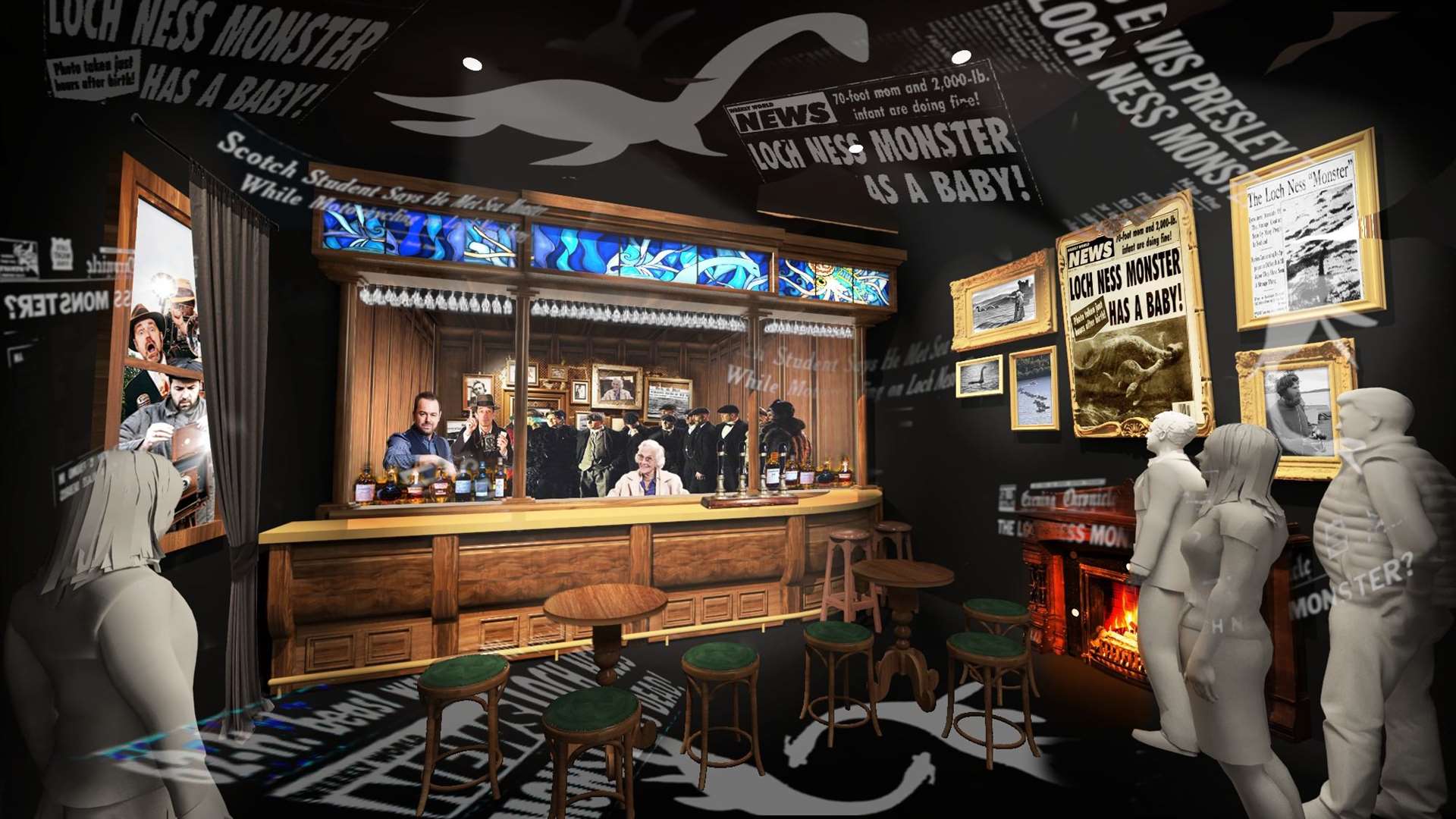 The £1.5 million revamp at the Loch Ness Centre includes the creation of a 1930s-style bar where the first "monster" sighting will be recalled in film.