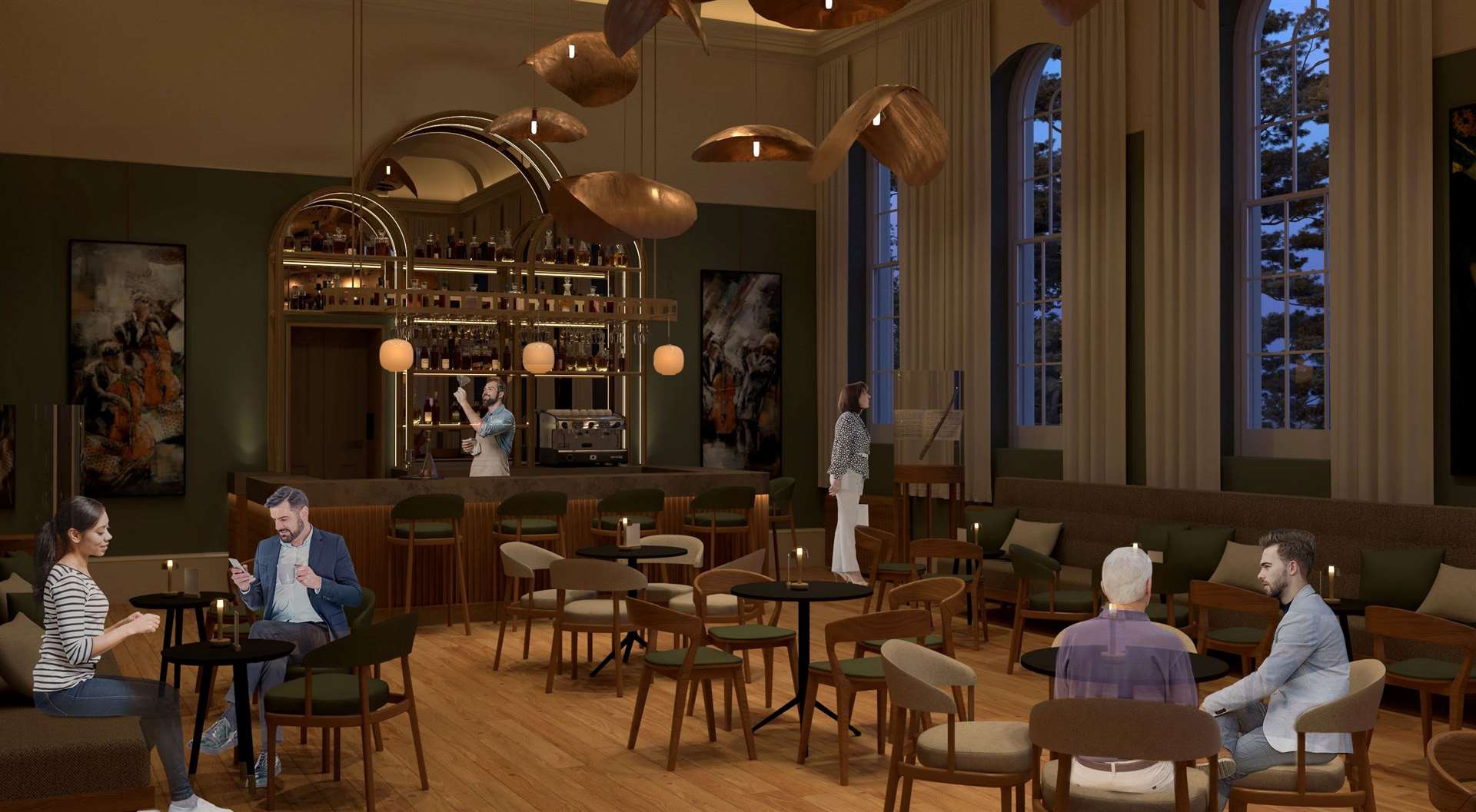An artist's impression of the Cèilidh Rooms bar at the Inverness Castle Experience.