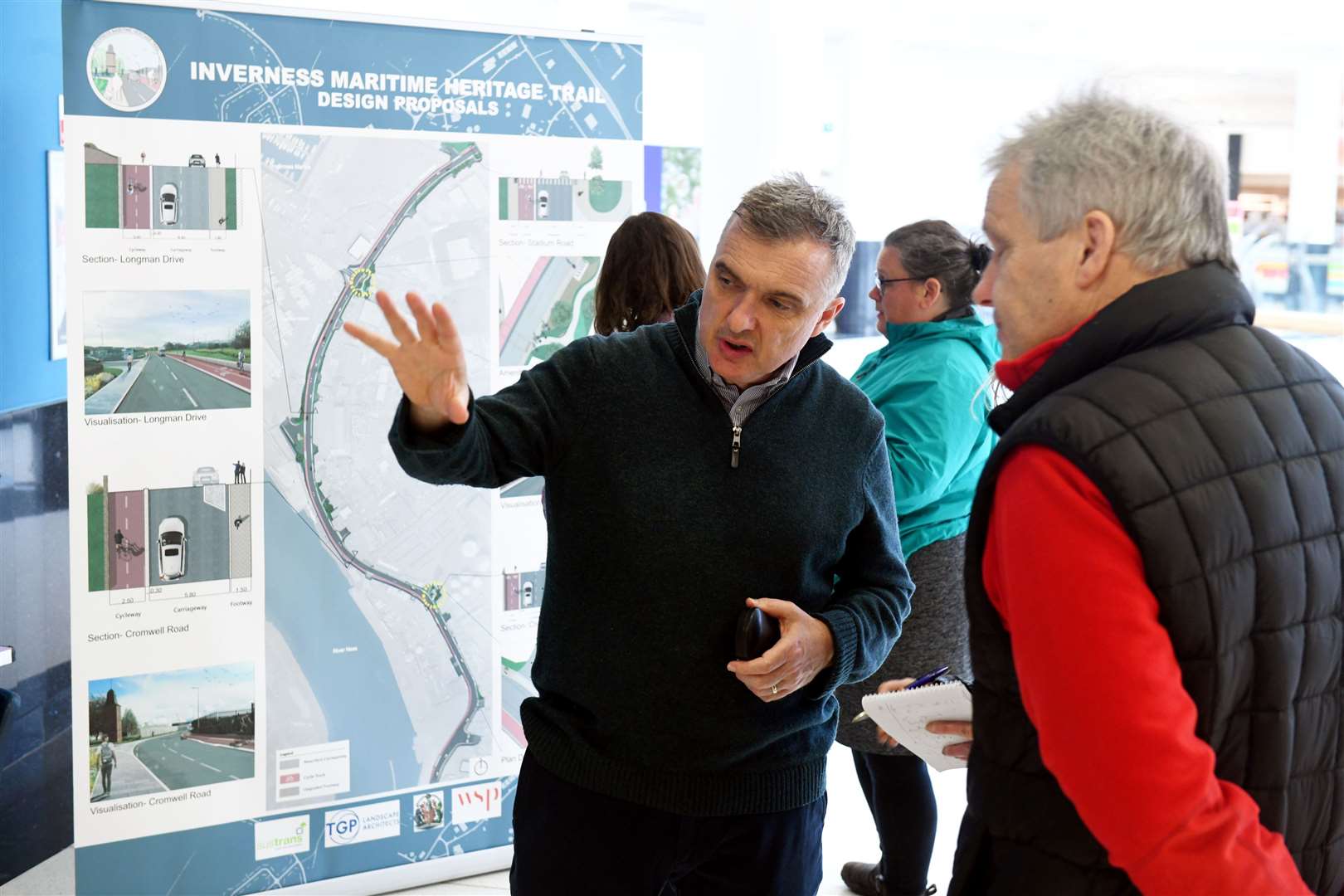 Gary Stodart, director of TGP Landscape Architects, and Sinclair Brown, Port of Inverness chief executive, discuss the plans. Picture: James Mackenzie.
