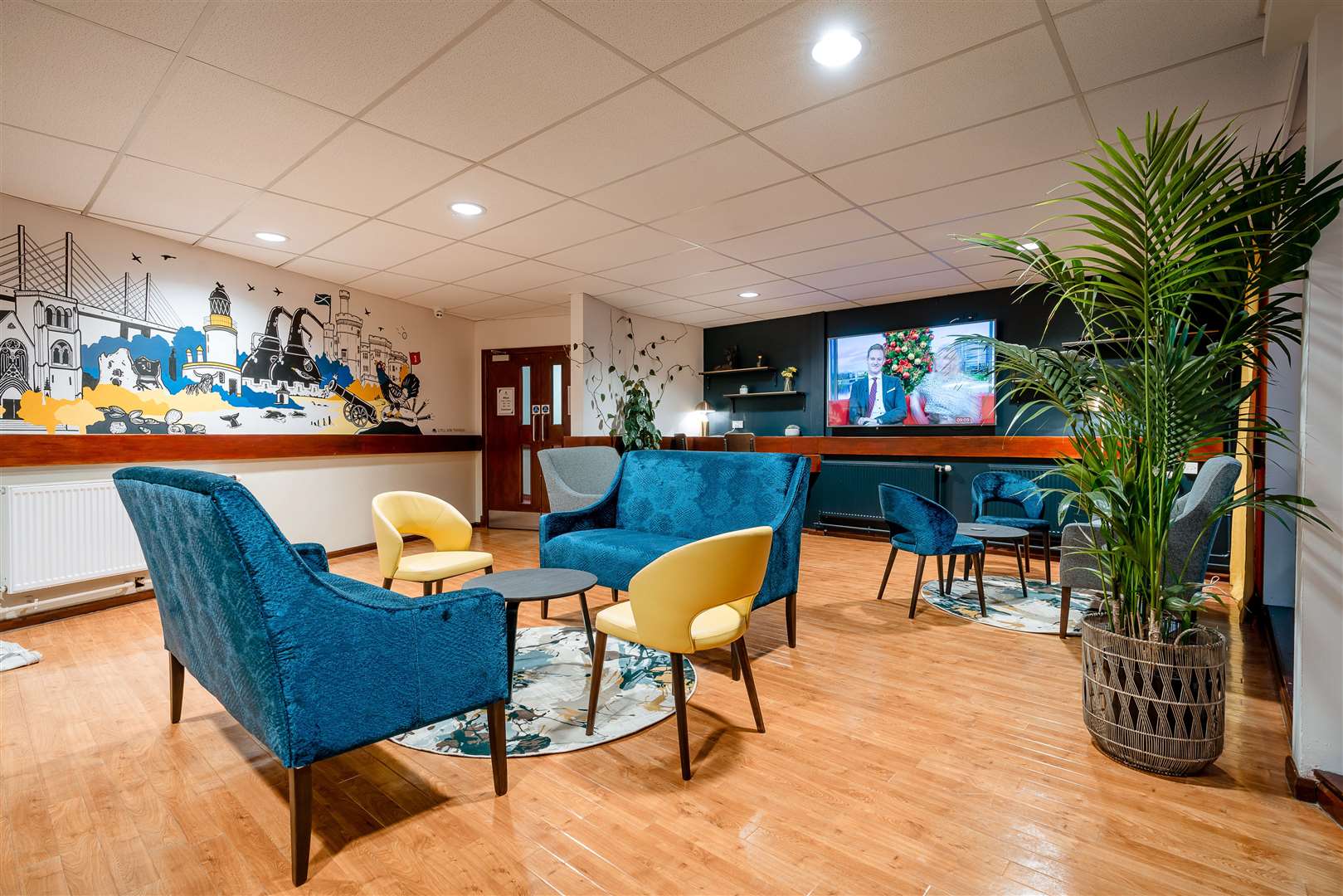 The hostel has an upgraded reception area including a 75in television.