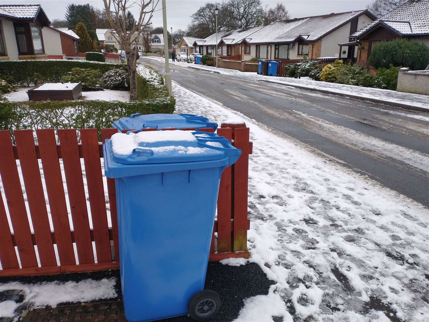 The recycling bin service in parts of the Cradlehall area of Inverness was hit by the weather.