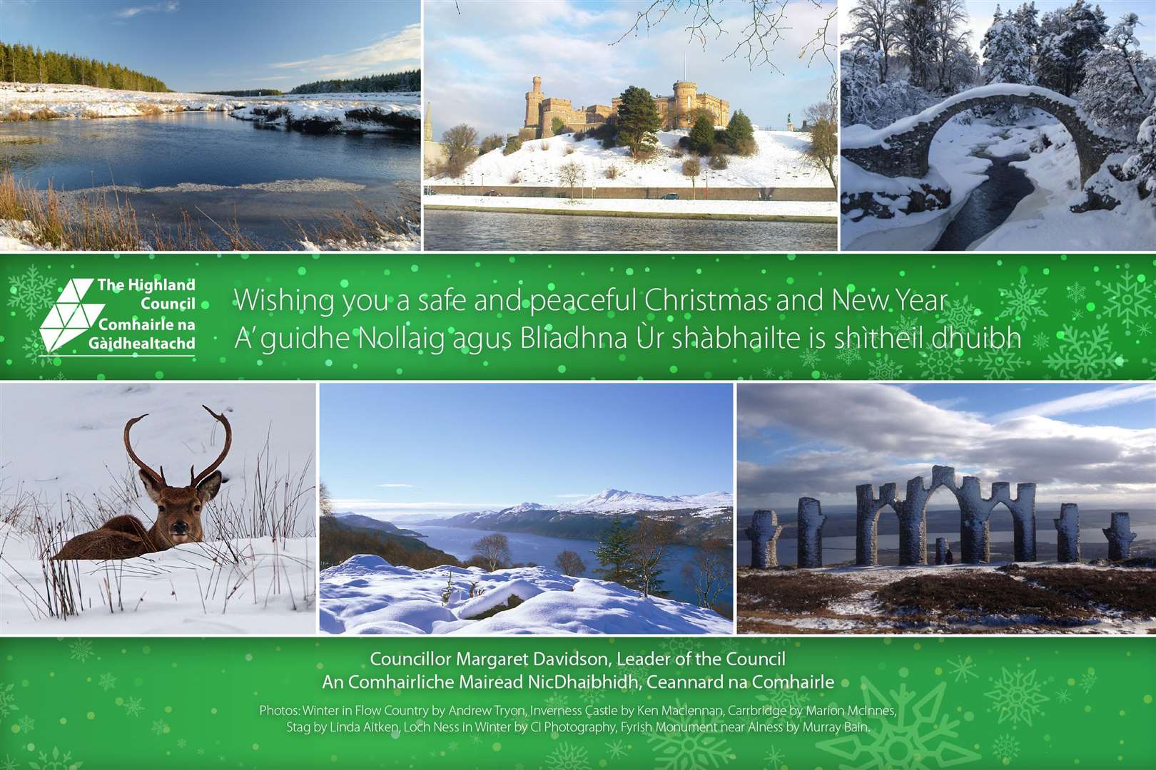 Snowy Highland landscapes on the card sent by Highland Council leader Margaret Davidson.