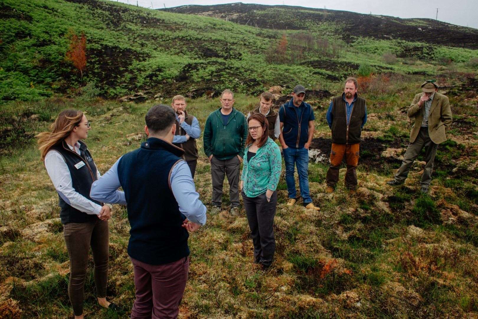 Kate Forbes MSP in discussion with Ross Ewing of Scottish Land & Estates, Lianne MacLennan of Scotland's Regional Moorland groups and keepers. Picture: Kirk Norbury.
