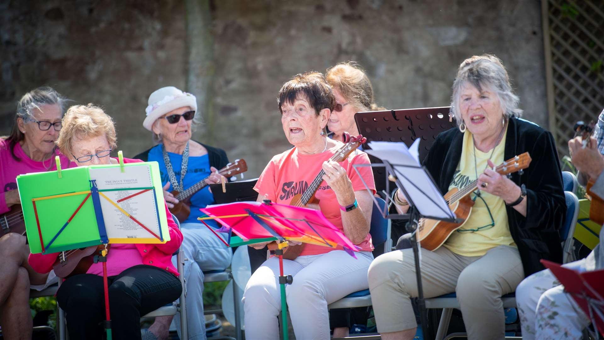 A ukulele band to entertain the guests. Picture: Callum Mackay..