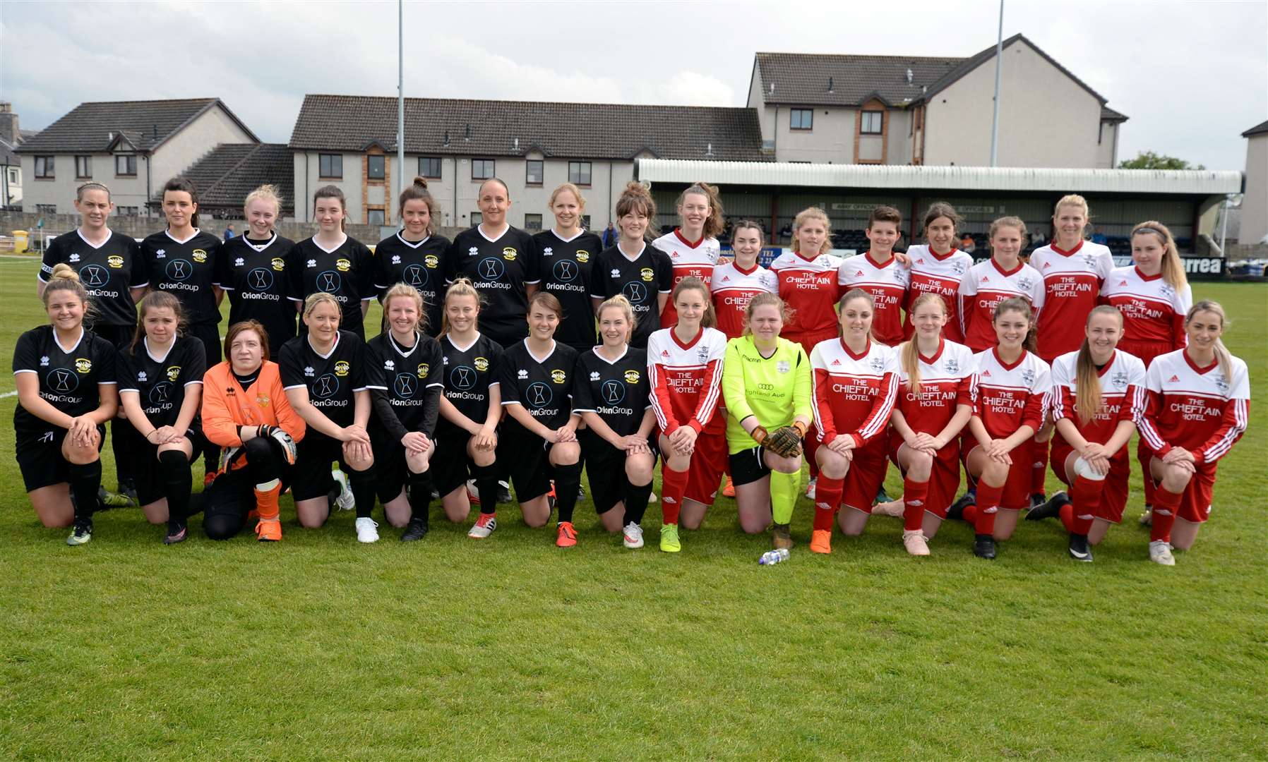 Clachnacuddin and Inverness Caledonian Thistle Women Development pictured together before kick-off. Picture: Gair Fraser