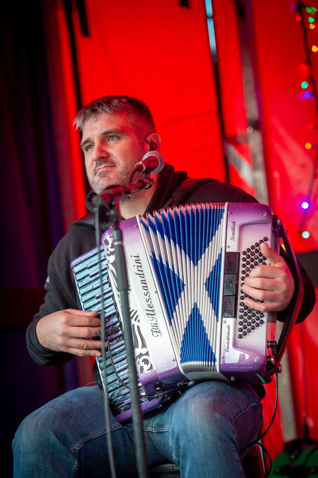 Accordion-player Innes Macleod with the keys to everything ... Picture: Callum Mackay