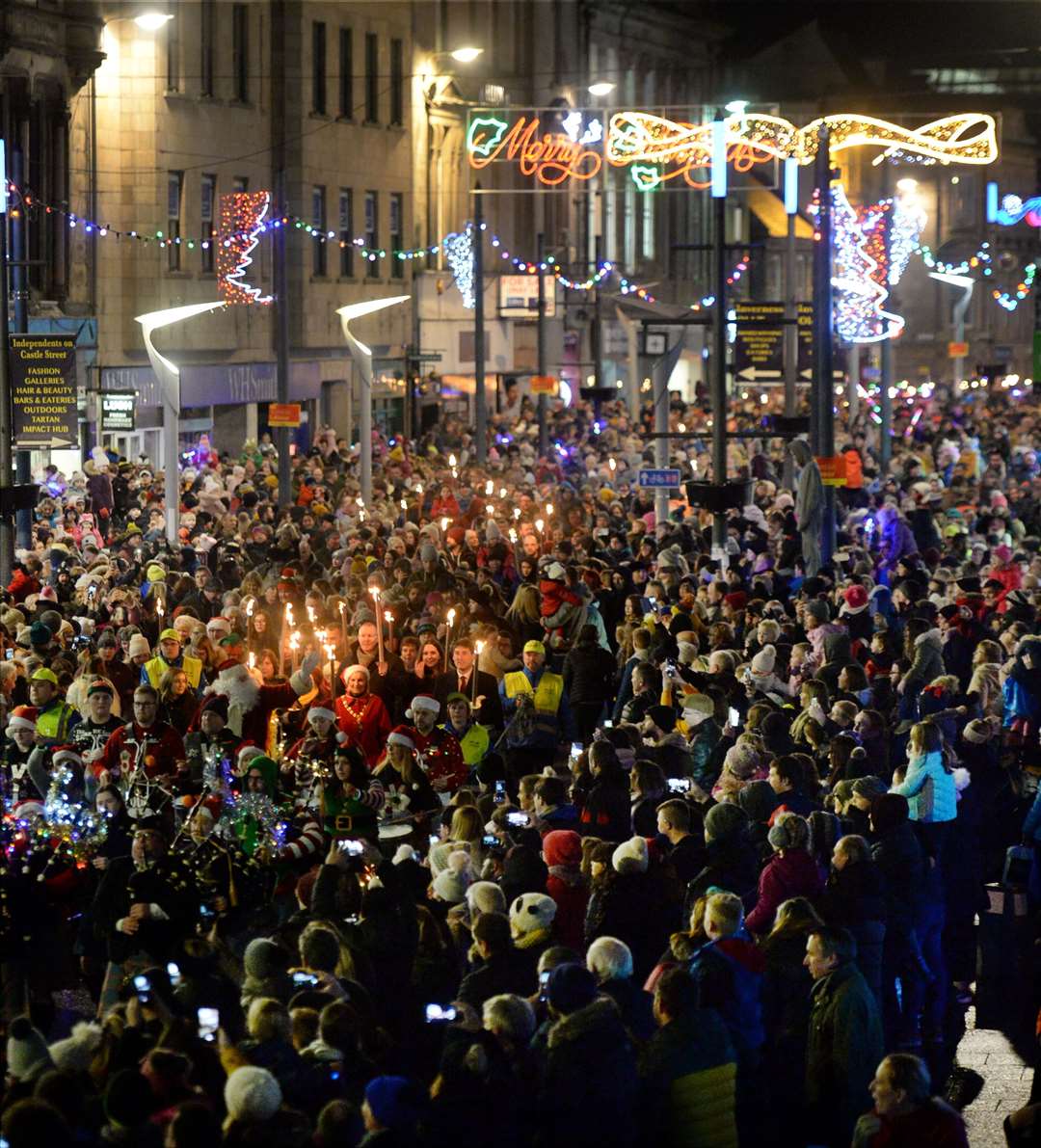 Christmas light switch on and torchlight procession 2019. Picture: Gary Anthony.