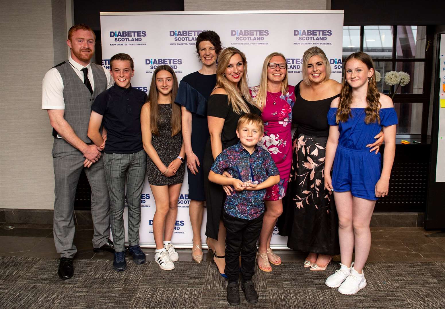 Highland Youngsters with Diabetes and Diabetes Scotland national director Angela Mitchell (fourth from left). Group chairwoman Sarah Maclean (fifth from left) with her son Seumus. Picture: Ian Jacobs