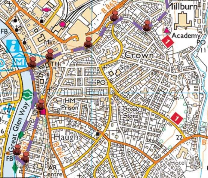 A map of the Apprentice Boys of Derry parade route on April 20, 2024.