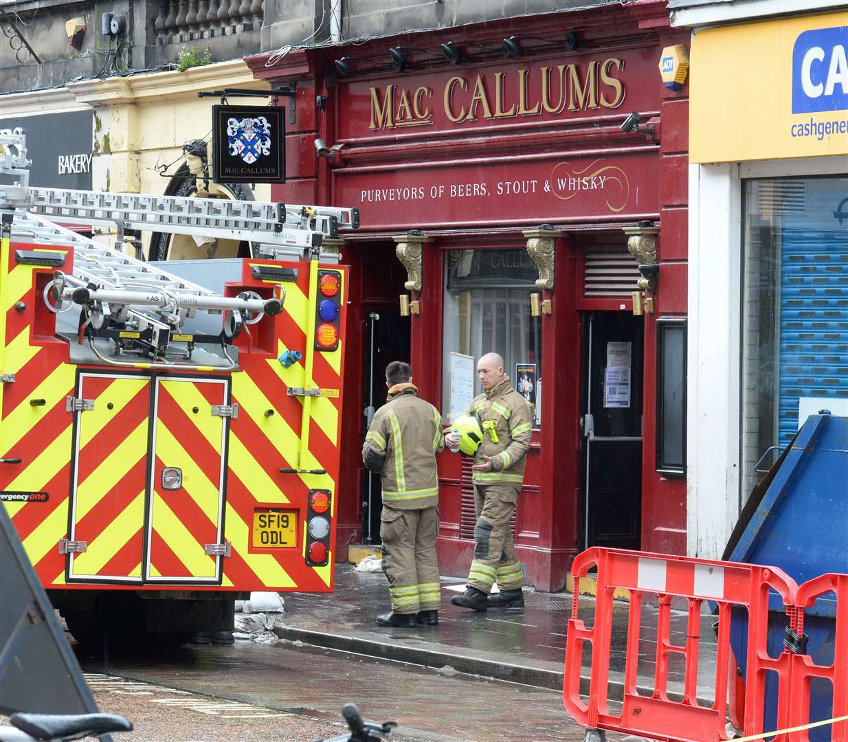 The fire broke out at MacCallums Bar in Union Street, Inverness.
