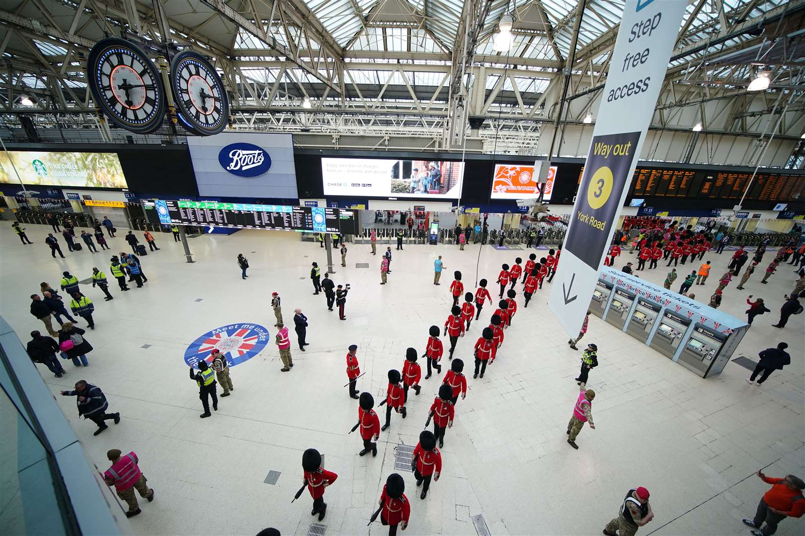 Members of the armed forces arrived at Waterloo station (Peter Byrne/PA)