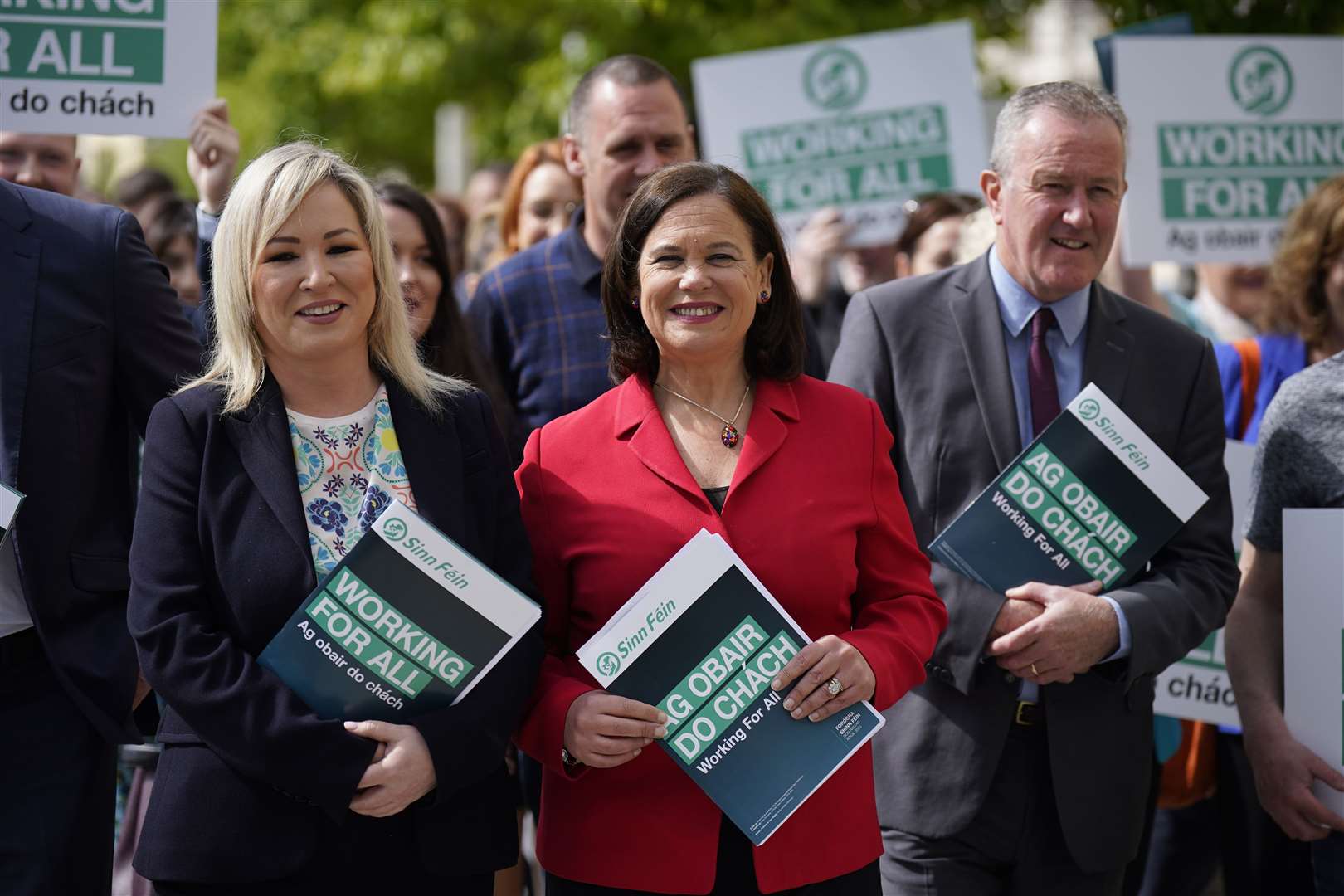 Sinn Fein vice president Michelle O’Neill, left, and party leader Mary Lou McDonald (Niall Carson/PA)