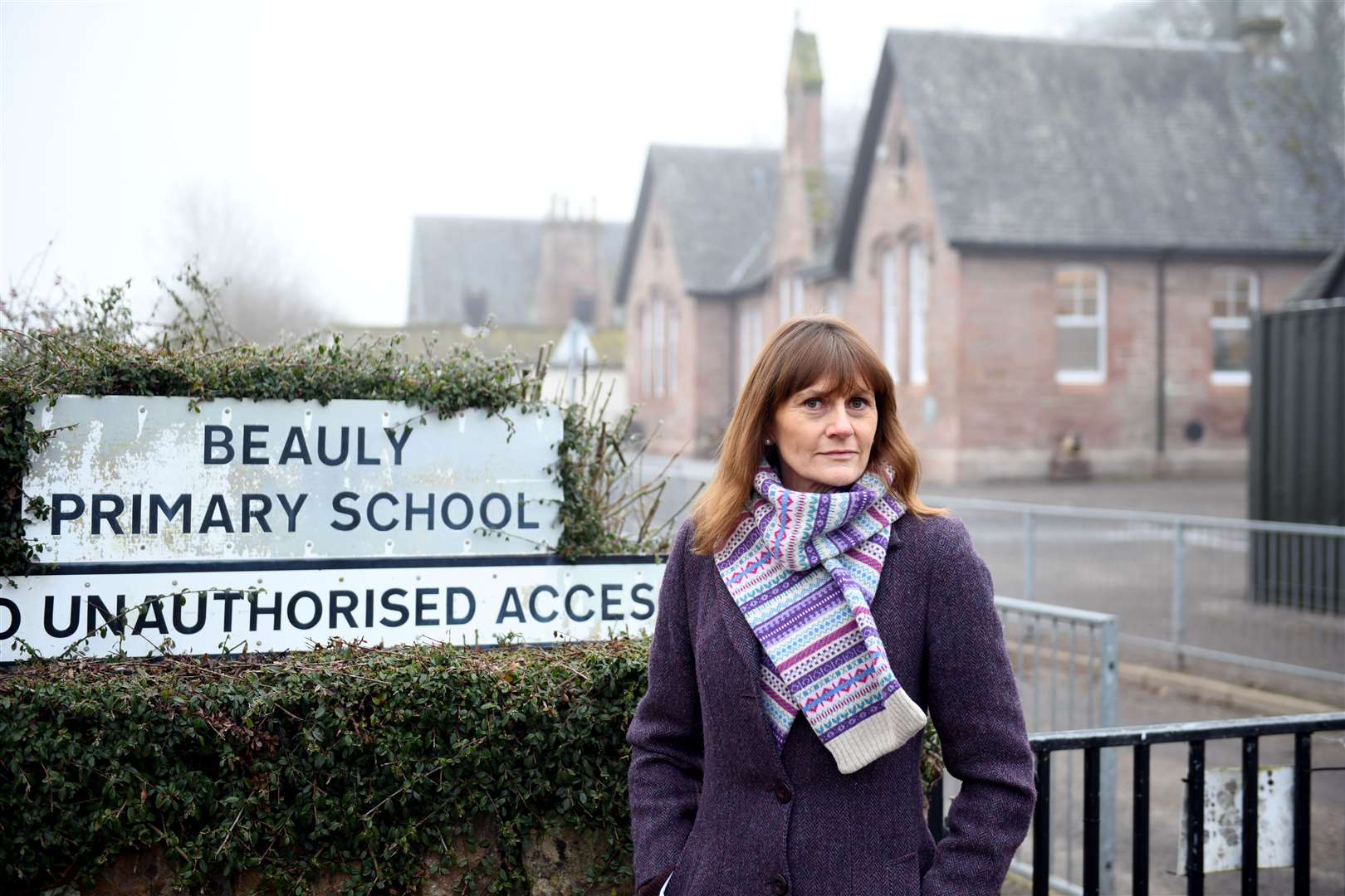 Councillor Helen Crawford outside Beauly Primary School. Picture: James Mackenzie.