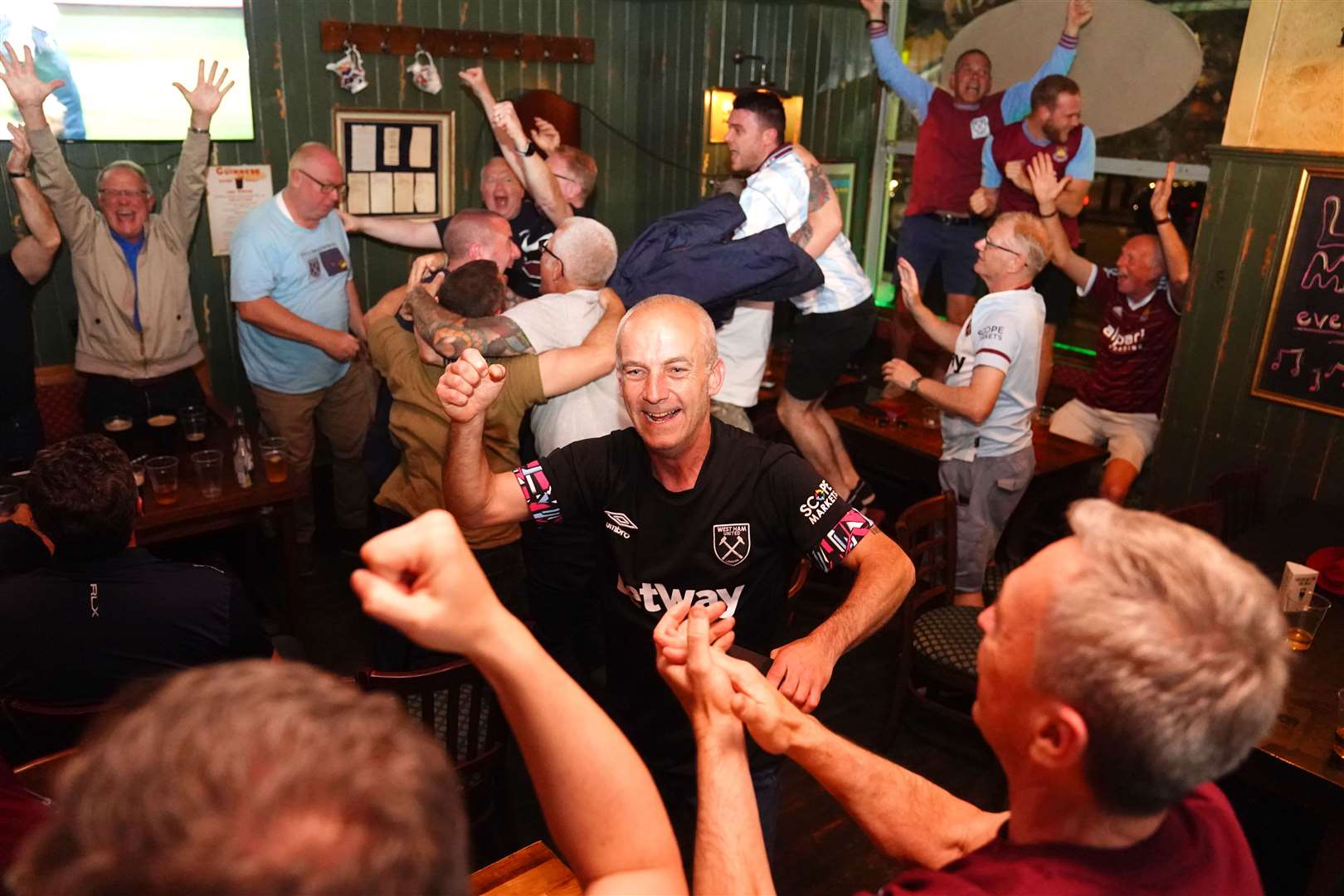 West Ham fans erupted as Jarrod Bowen scored the winner in Prague (James Manning/PA)