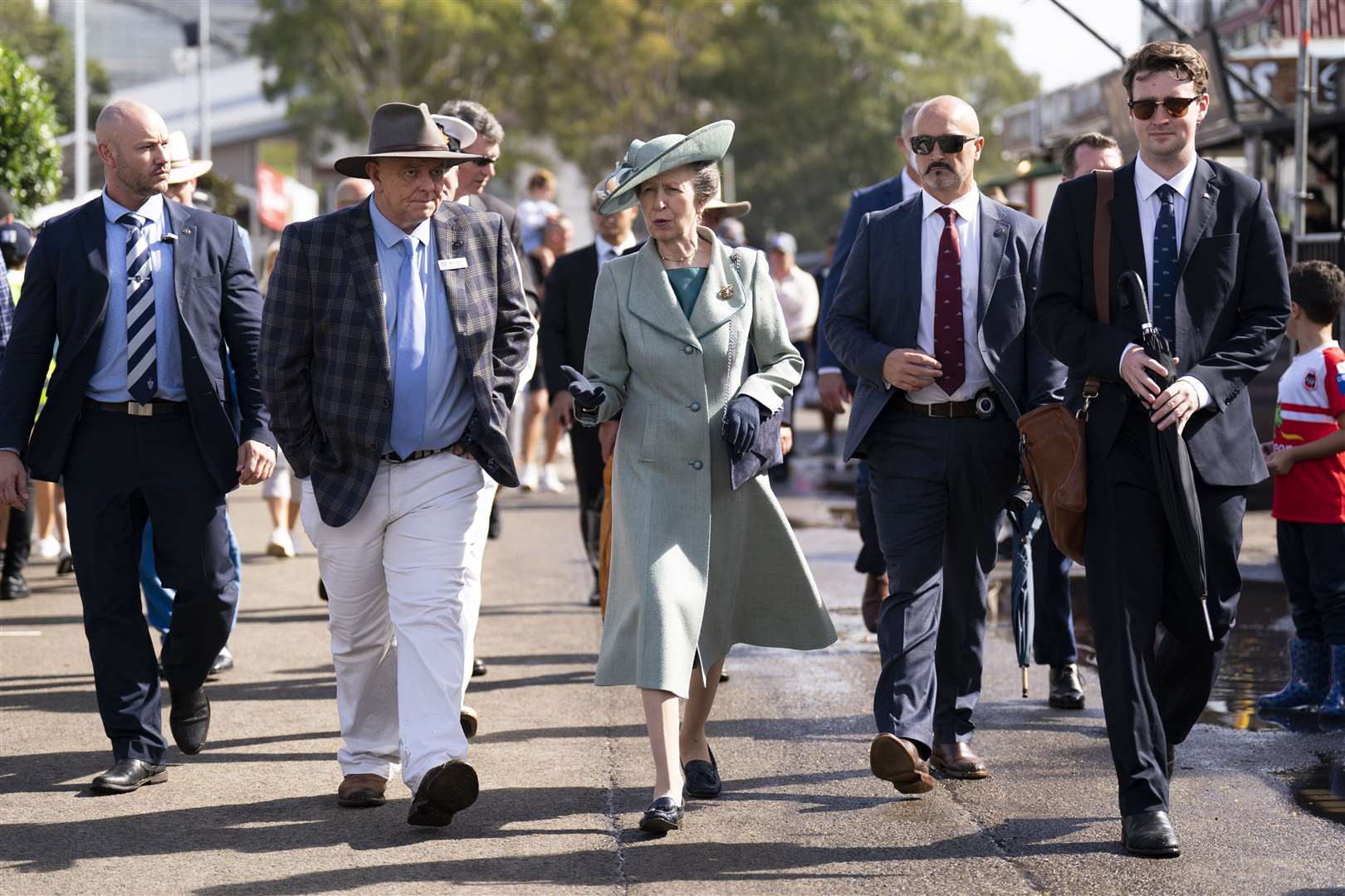 Anne changed into a green ensemble to tour the Sydney Royal Easter Show (Kirsty O’Connor/PA)