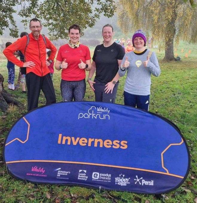 Happy tourists at the Inverness parkrun, now re-named Torvean.