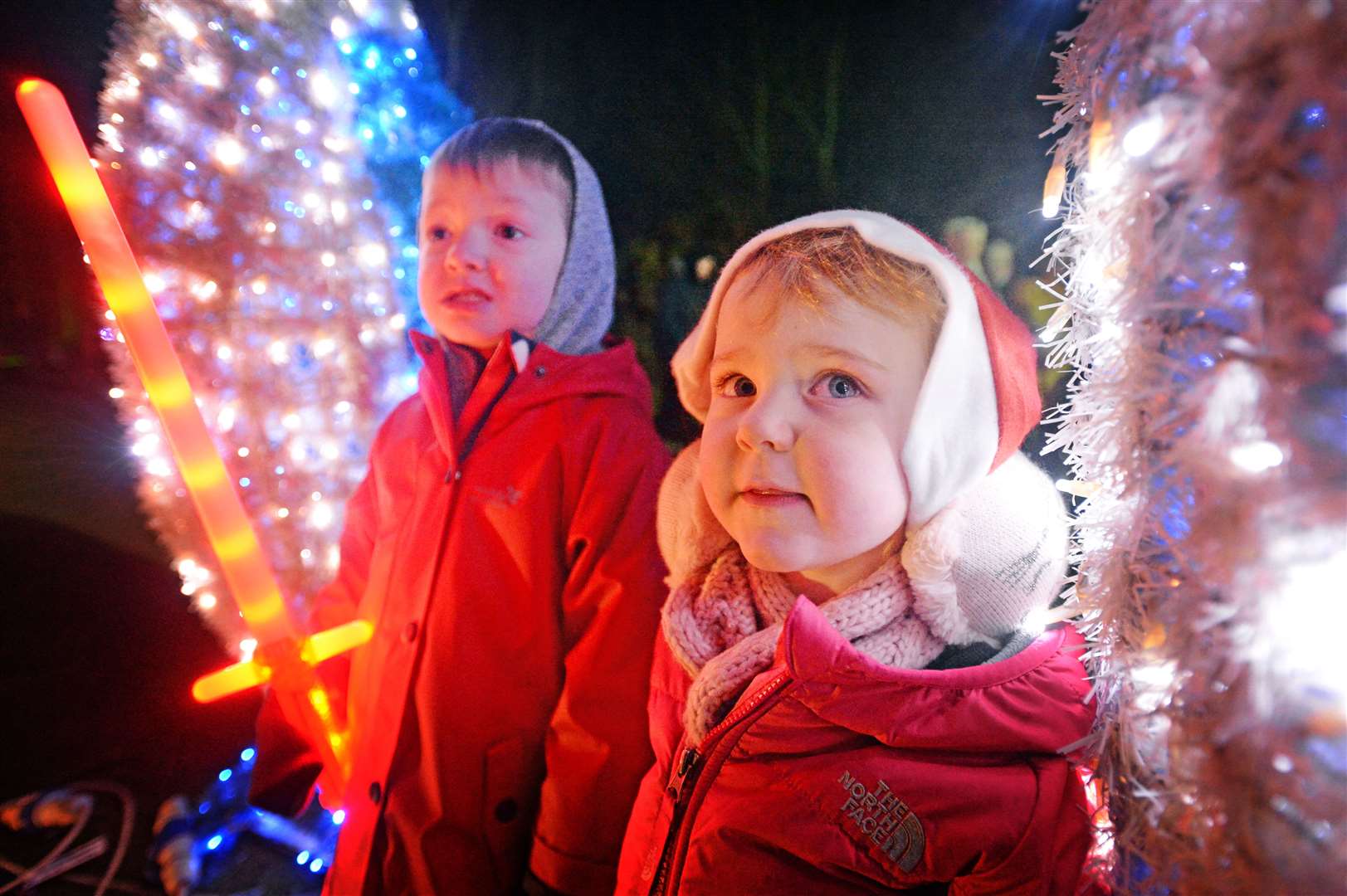 Fraser Mill and Sadie Smith enjoyed exploring the lights. Picture: Gair Fraser.
