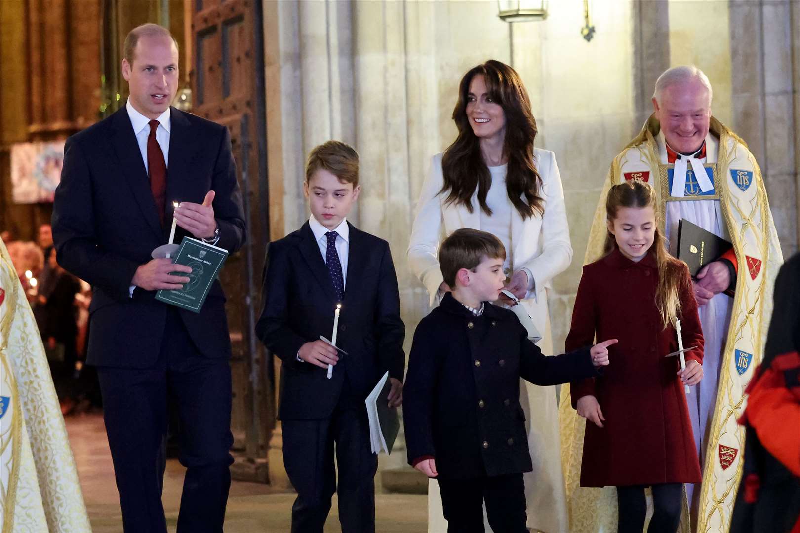 William, Kate and their children after the Together At Christmas carol concert in December (Chris Jackson/PA)
