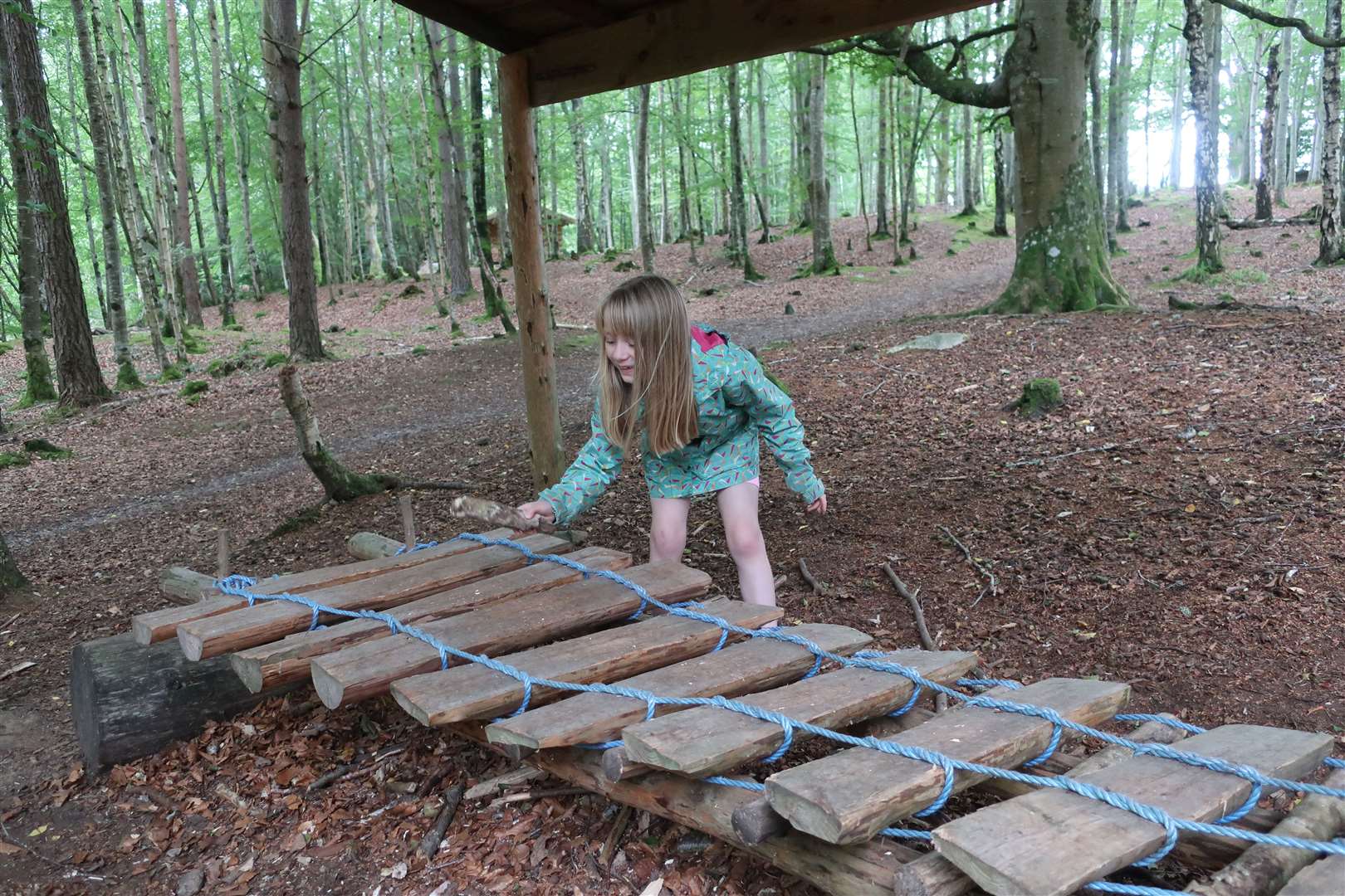 Clara on the xylophone on the Upper Reelig Trail.