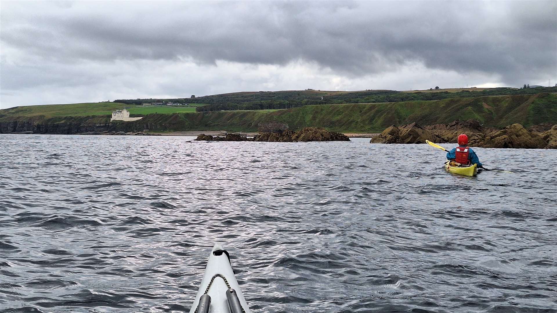 Approaching Dunbeath with the castle across the bay.