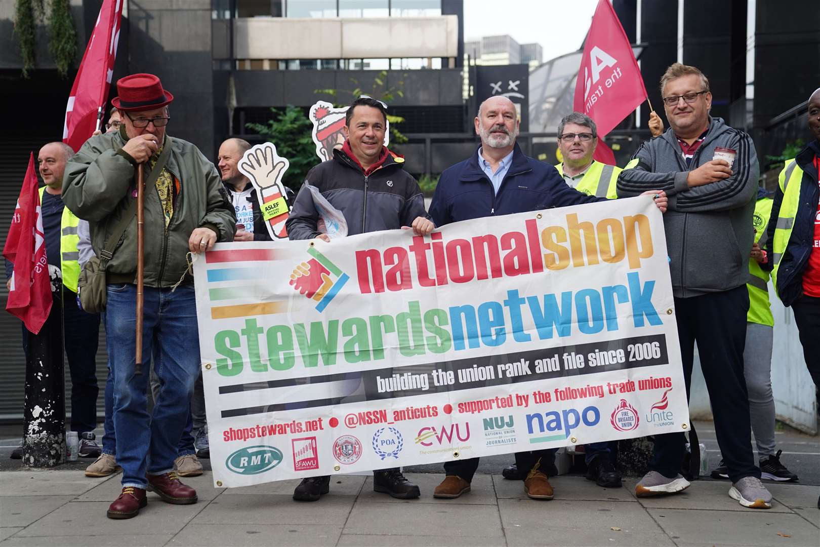 Aslef general secretary Mick Whelan (second right) on a picket line at Euston station (James Manning/PA)
