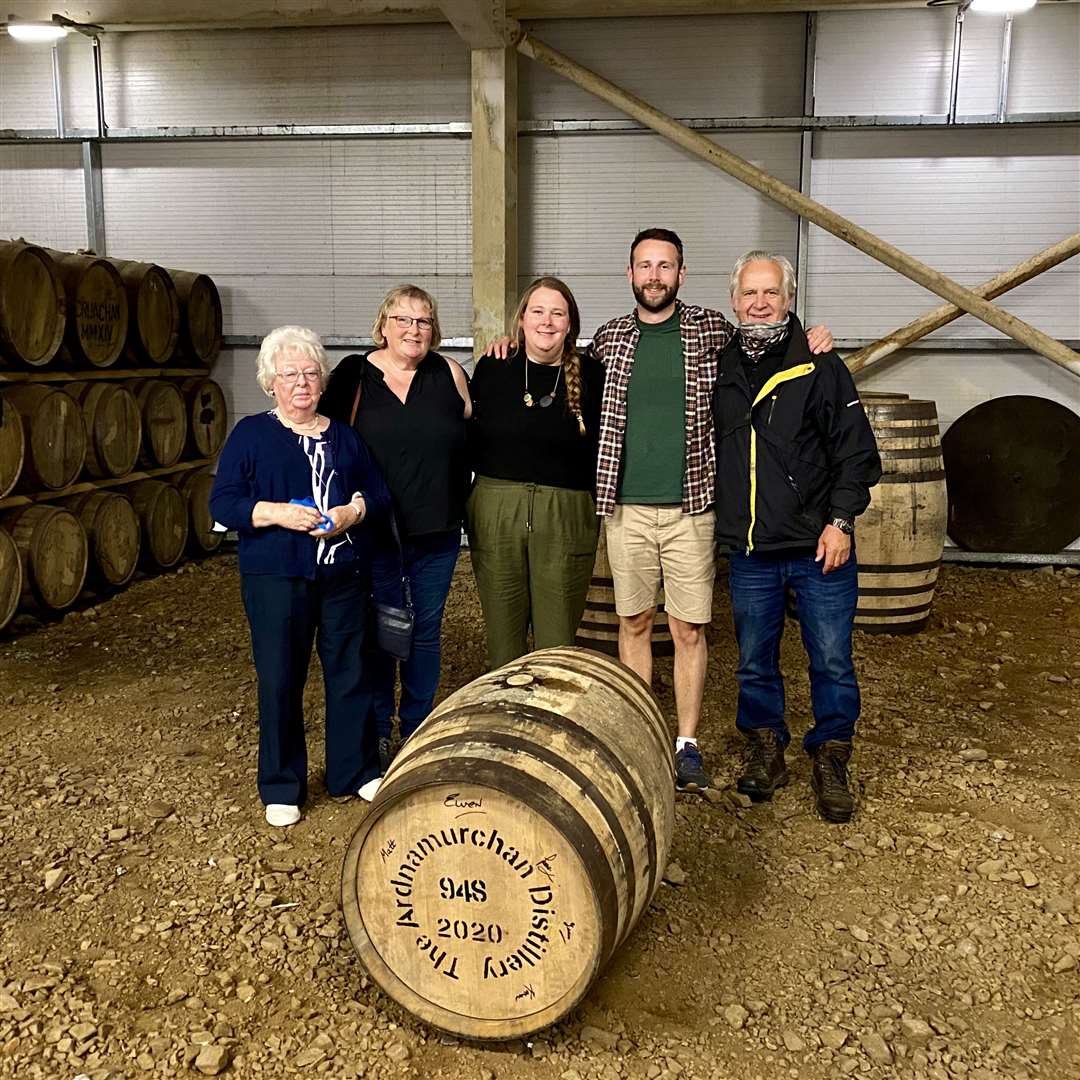 Matt (second right) with his family and the Ardnamurchan cask.