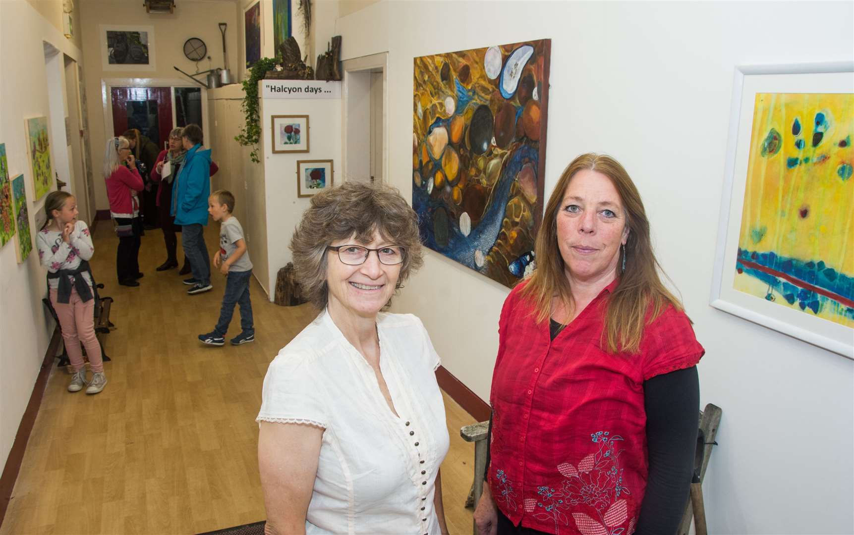 Artist Andrea Turner (right) at the opening of the Wee Gallery in Forres Town Hall, with creator Nahed Gadalla. Picture: Becky Saunderson.