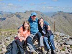 Peter with wife Rosemary and daughter Charlotte at the summit.