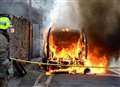 City drama as van destroyed by flames in Inverness