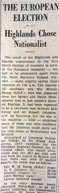 Highlanders chose Nationalist in 1979 European Parliamentary election