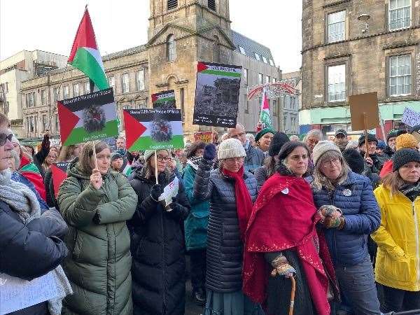 Hundreds took part in a rally outside Inverness Town House calling for a ceasefire in Gaza.